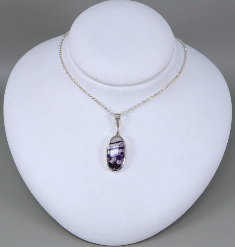 Derbyshire Blue John Sterling Silver Pendant And Chain With Jet | eBay